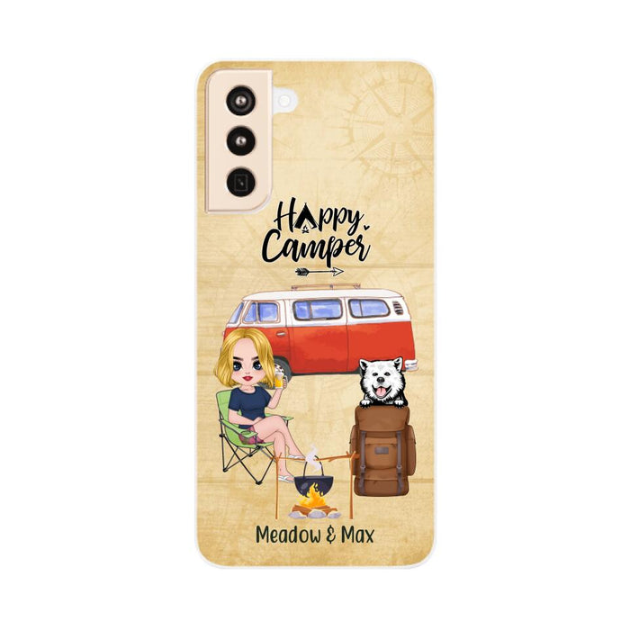 Happy Camper - Personalized Phone Case For Friends, Camping, Dog Lovers