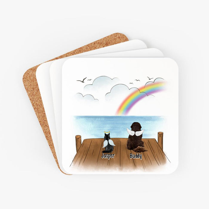 Pet Sitting Rainbow Bridge Pet Memorial - Personalized Coasters For Dog Cat Lovers
