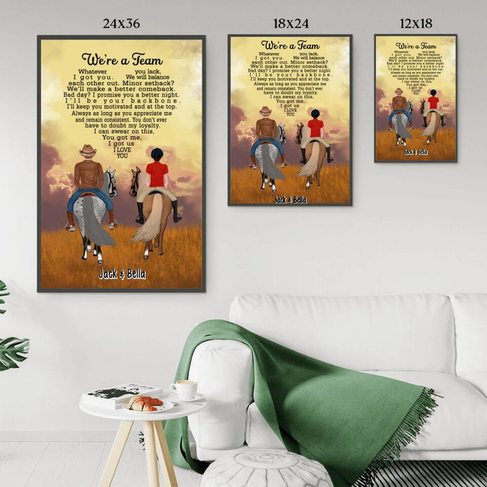 We're A Team Couple Having Date - Personalized Poster For Horse Riding Couples, Horseback Riding, Horse Lovers