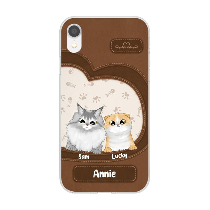 Leather Pattern Cat Mom - Personalized Gifts Custom Cat Phone Case for Cat Mom, Cat Lovers