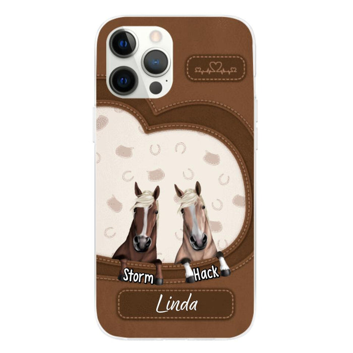 Leather Pattern Horse Mom - Personalized Gifts for Custom Horse Phone Case for Horse Mom, Horse Lovers