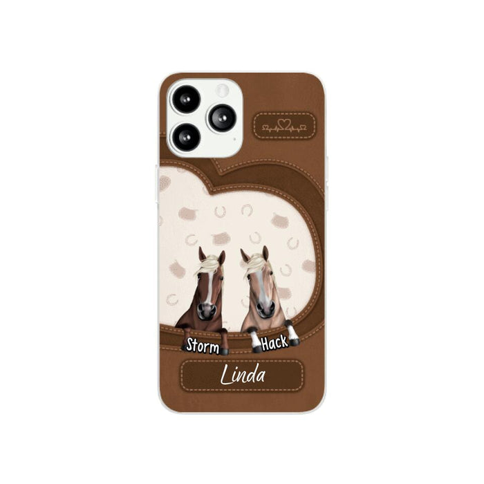 Leather Pattern Horse Mom - Personalized Gifts for Custom Horse Phone Case for Horse Mom, Horse Lovers
