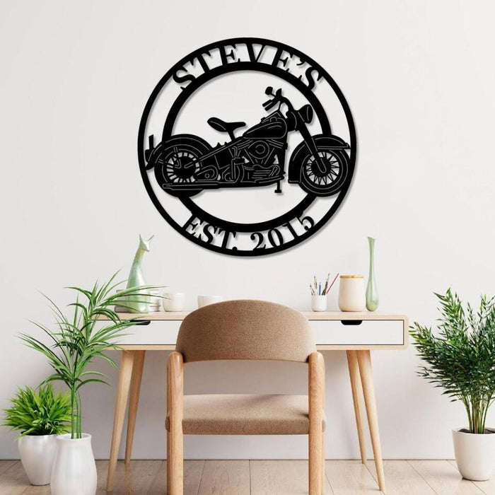 Biker Garage Metal Art - Personalized Metal Sign For Motorcycle Lovers