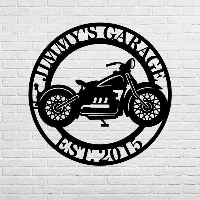 Biker Garage Metal Art - Personalized Metal Sign For Motorcycle Lovers