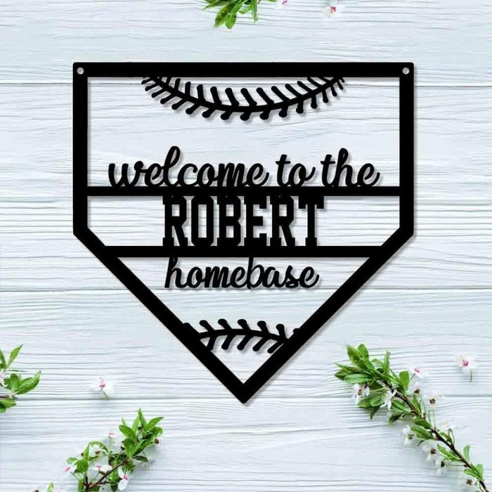 Custom Name Welcome To The Homebase Metal Sign - Personalized Metal Sign For Baseball