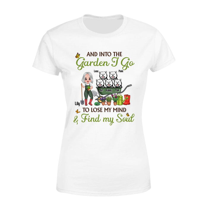 Old Chibi Up To 5 Dogs And Into The Garden I Go To Lose My Mind - Personalized Shirt For Dog, Gardening Lovers, Gardeners