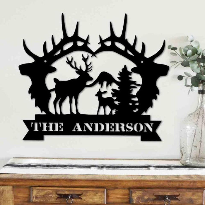 Deer Family Forest Deer Hunting - Personalized Metal Sign Hunting