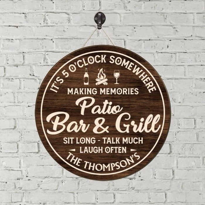 Making Memories Patio Bar and Grill - Personalized Gifts Custom Memorial Door Sign for Family, Memorial Gifts