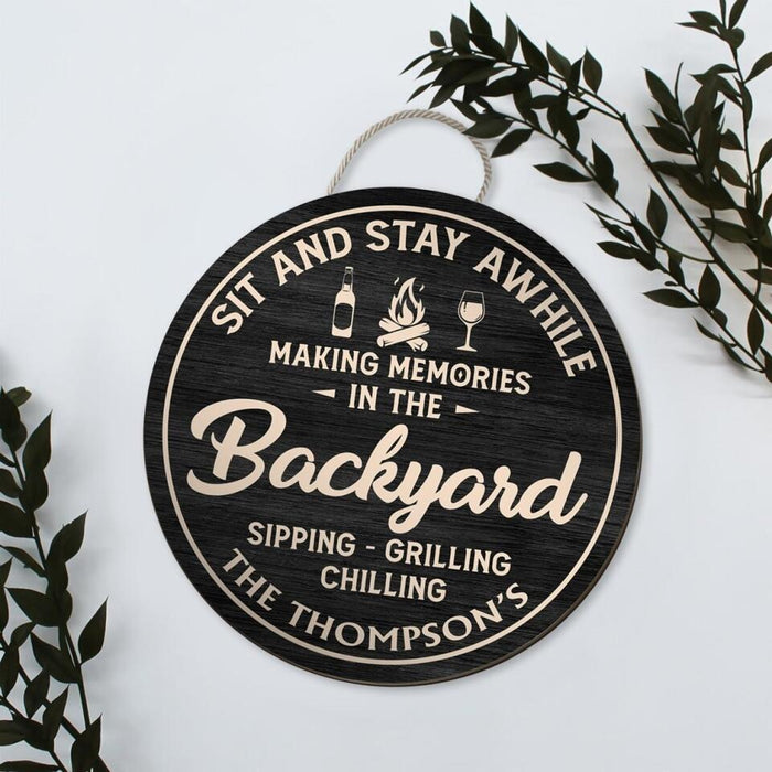 Making Memories in the Backyard - Personalized Gifts Custom Memorial Door Sign for Family, Memorial Gifts