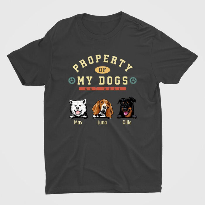 Property Of My Dogs Up To 3 Dogs - Personalized Shirt For Dog Lovers