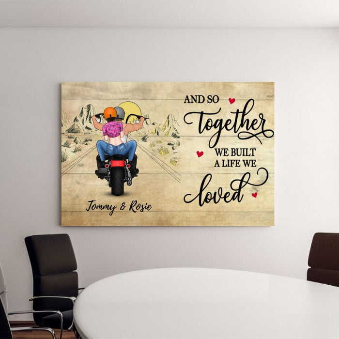 And So Together We Built a Life We Loved - Personalized Canvas for Couple, Motorcycle Lovers