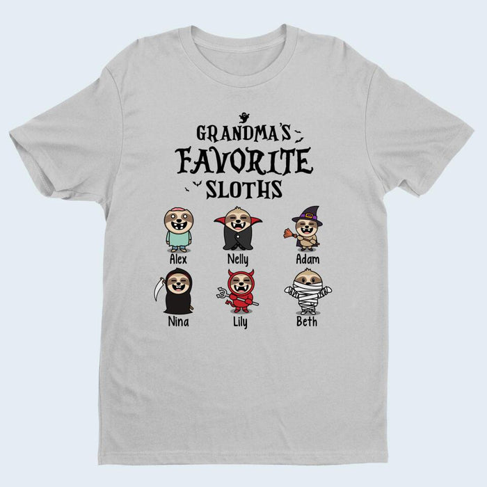 Grandma's Favorite Sloth - Halloween Personalized Gifts Custom Shirt for Grandma