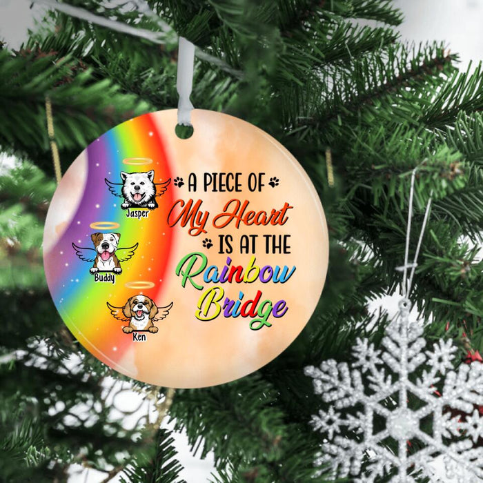 A Piece Of My Heart Is At The Rainbow Bridge - Personalized Ornament Dog Lovers, Dog Memorial Ornament