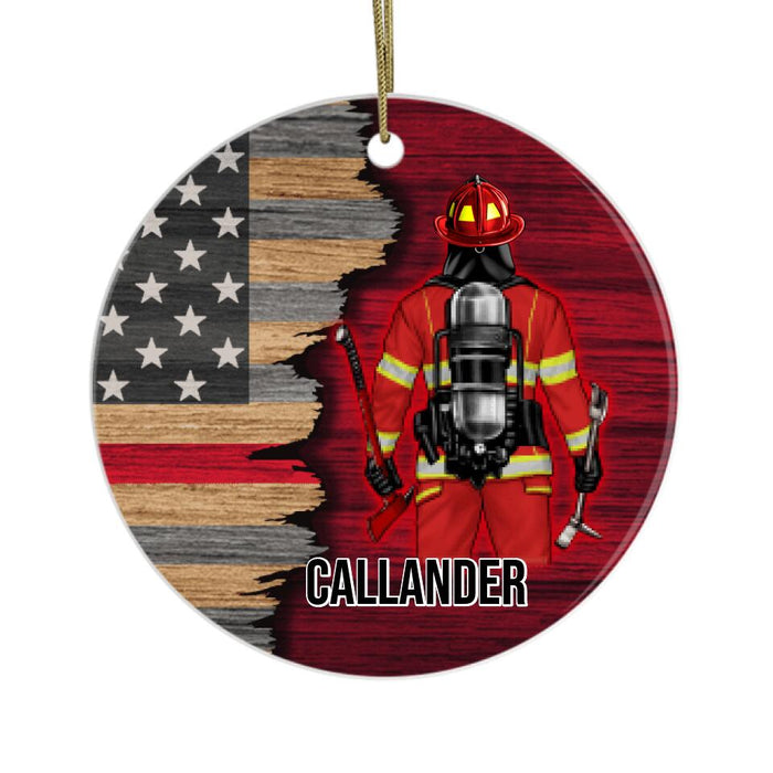 Half Flag Police Man/Woman - Personalized Ornament Firefighter Gifts