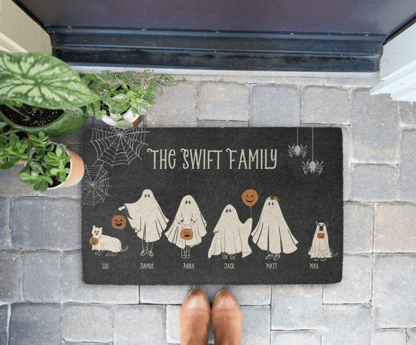 Family of Ghosts Halloween - Personalized Gifts Custom Doormat for Family