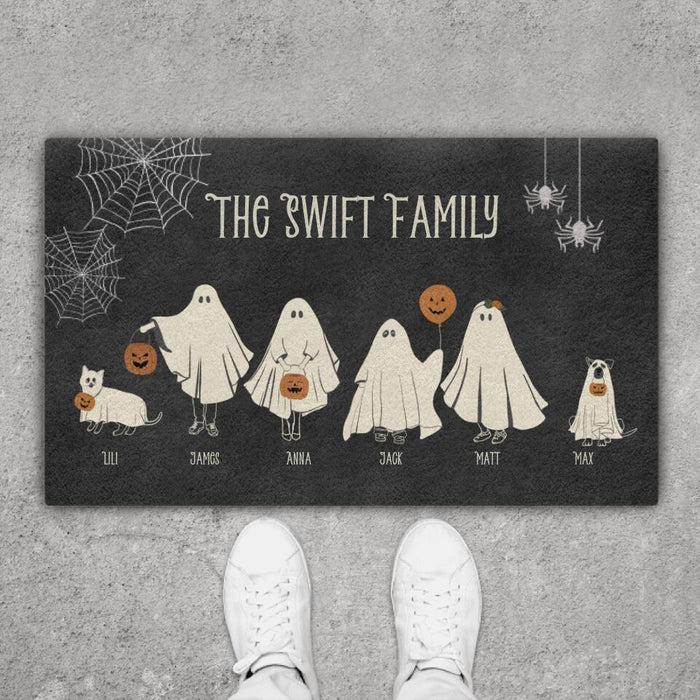Family of Ghosts Halloween - Personalized Gifts Custom Doormat for Family