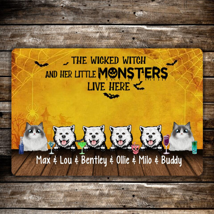 The Wicked Witch and Her Little Monsters - Halloween Personalized Gifts Custom Doormat for Dog and Cat Lovers