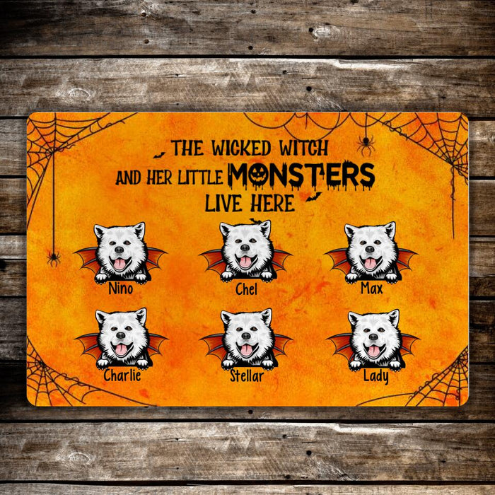 The Wicked Witch and Her Little Monsters - Halloween Personalized Gifts Custom Doormat for Dog Lovers