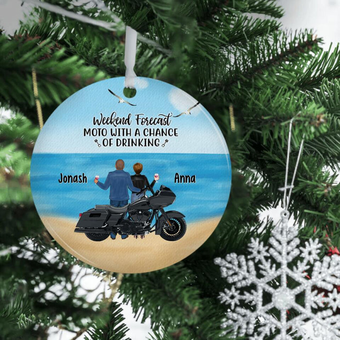 Personalized Ornament, Motorcycle Drinking Couple, Gift For Motorcycle Lovers