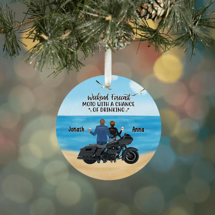 Personalized Ornament, Motorcycle Drinking Couple, Gift For Motorcycle Lovers