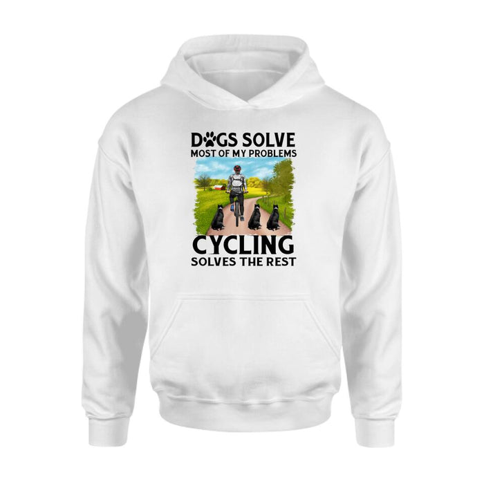 Personalized Shirt, Man Riding, Dogs Solve Most Of My Problems Cylcing Solves The Rest, Gifts For Cycling Lovers