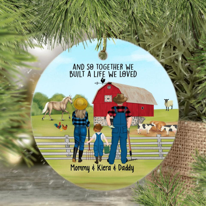 Personalized Ornament, Farming Couple And Kids, Gift For Farmers Family