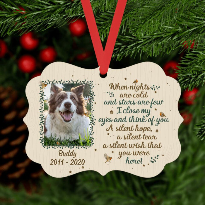 Personalized Metal Ornament, When Nights Are Cold, Memorial Gift For Loss Of Pets, Photo Upload Gifts