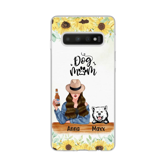 Personalized Phone Case, A Girl With Peeking Dogs, Gift For Dog Lovers