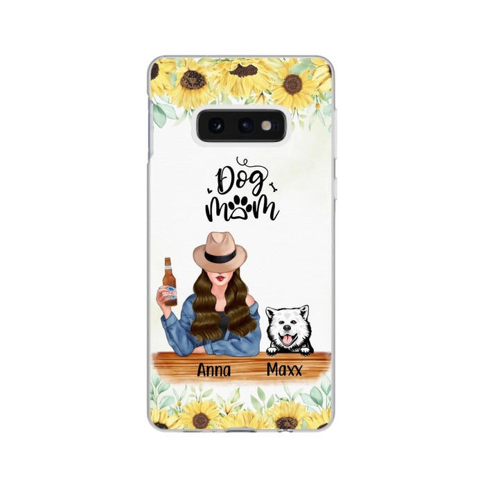 Personalized Phone Case, A Girl With Peeking Dogs, Gift For Dog Lovers