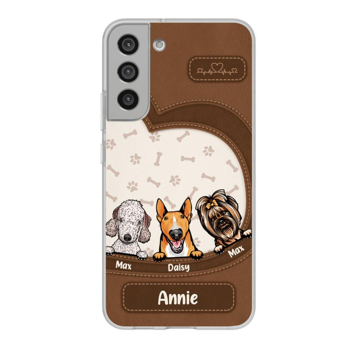 Leather Pattern Dog Mom - Personalized Gifts for Custom Dog Phone Case for Dog Mom, Dog Lovers