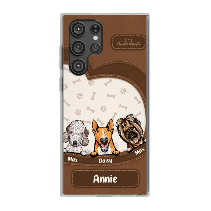 Leather Pattern Dog Mom - Personalized Gifts for Custom Dog Phone Case for Dog Mom, Dog Lovers
