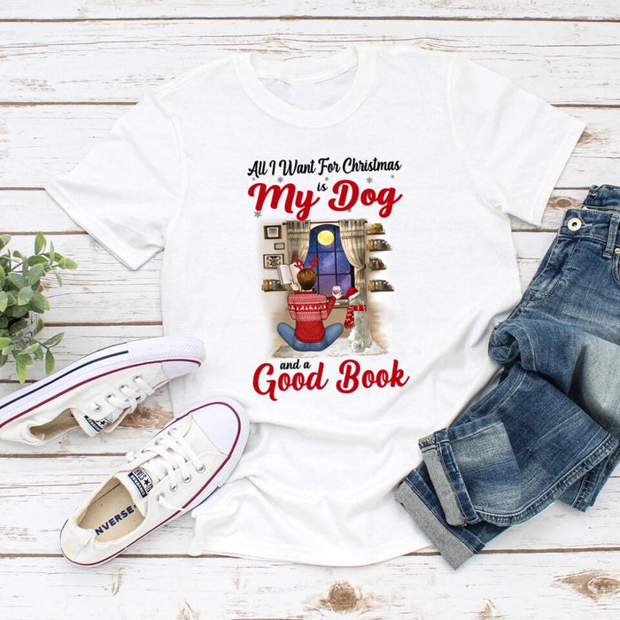 Personalized Shirt, All I Want For Christmas Is My Dogs And a Good Book, Christmas Gift For Book And Dog Lovers