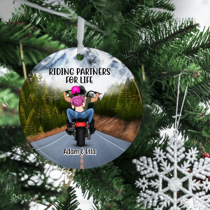 Personalized Ornament, Motorcycle Couple - Riding Partners For Life, Gift For Motorcycle Lovers