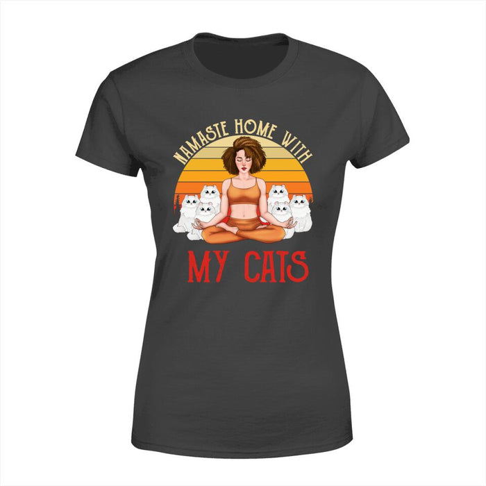 Personalized Shirt, Woman Doing Yoga With Cats - Up To 6 Cats, Gift For Yoga Lovers, Gift For Cat Lovers