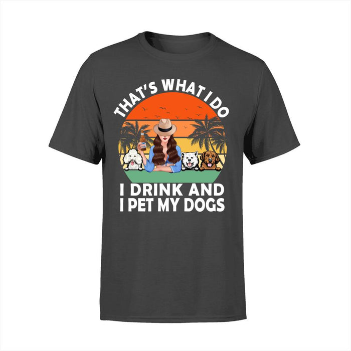 Personalized Shirt, A Girl Drinking With Funny Dogs, Gift For Dog Lovers