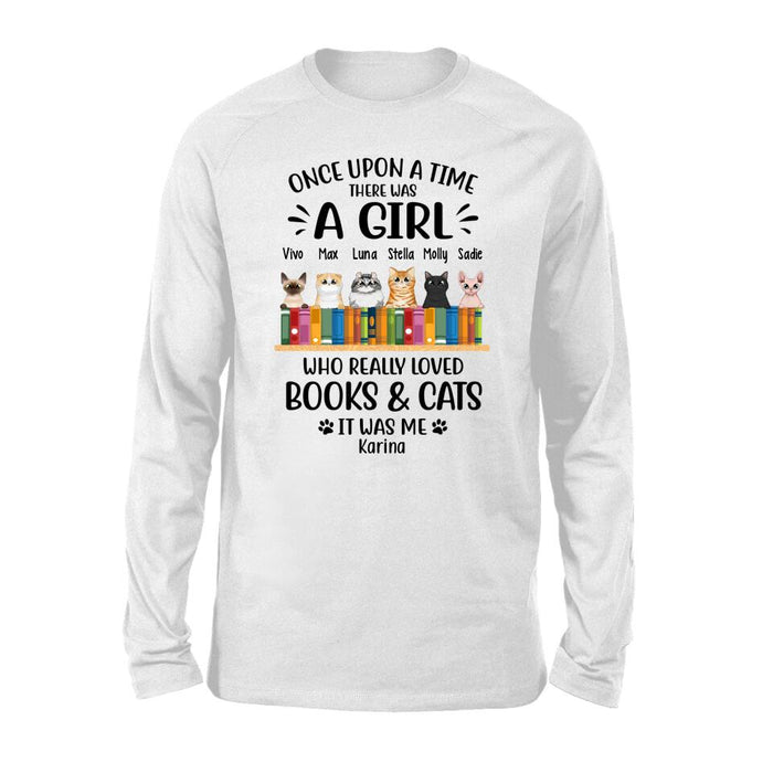 Personalized Shirt, A Girl Really Loved Books And Cats, Gift For Book Lovers And Cat Lovers