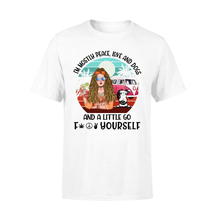 I'm Mostly Peace, Love and Dogs - Personalized Gifts Custom Hippie Shirt for Dog Mom, Hippie Gifts