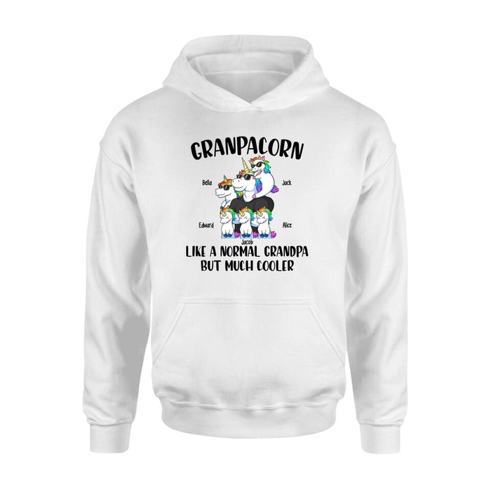 Personalized Shirt, Grandpacorn Like A Normal Granpa But Much Cooler, Up To 5 Kids, Gift For Dad, Grandpa, Uncle