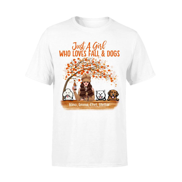 Personalized Shirt, Just A Girl Who Loves Fall & Dogs - Fall Season Gift, Gift For Dog Lovers