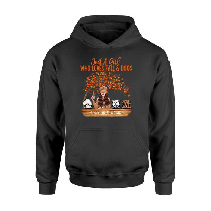 Personalized Shirt, Just A Girl Who Loves Fall & Dogs - Fall Season Gift, Gift For Dog Lovers