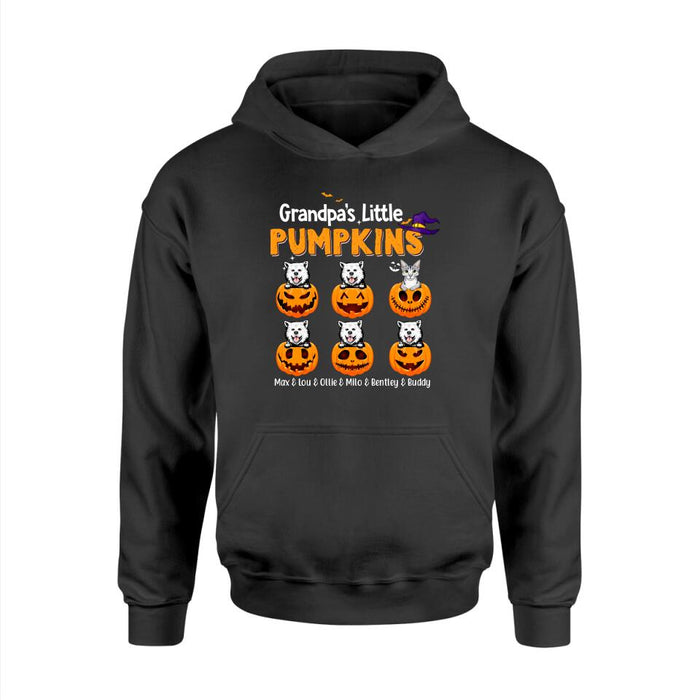 Grandpa's Little Pumpkins - Halloween Personalized Gifts Custom Shirt for Dog and Cat Lovers