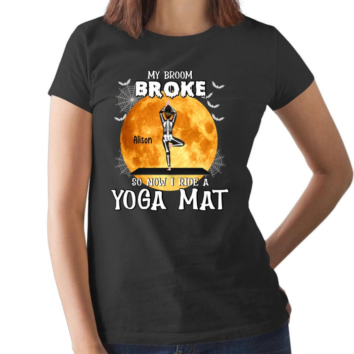 Personalized Shirt, My Broom Broke So Now I Ride A Yoga Mat, Gift For Yoga Lovers