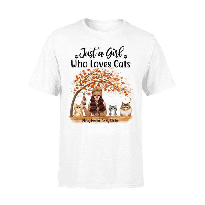 Personalized Shirt, Just A Girl Who Loves Cat - Fall Gift, Gift For Cat Lovers