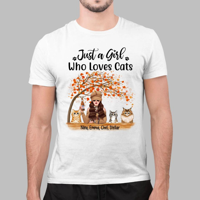 Personalized Shirt, Just A Girl Who Loves Cat - Fall Gift, Gift For Cat Lovers