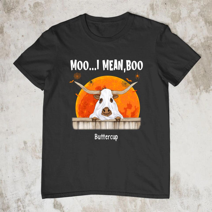 Personalized Shirt, Up To 3 Cows, Moo I Mean Boo, Hallween Gift For Cow Lovers, Farmers