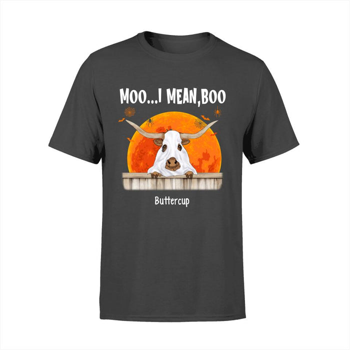 Personalized Shirt, Up To 3 Cows, Moo I Mean Boo, Hallween Gift For Cow Lovers, Farmers
