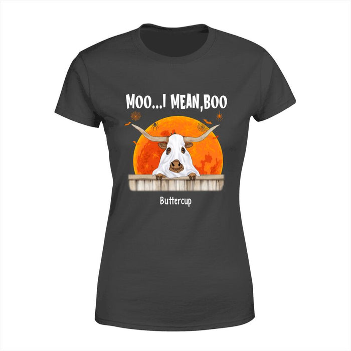 Personalized Shirt, Up To 3 Cows, Moo I Mean Boo, Hallween Gift For Cow Lovers, Farmers