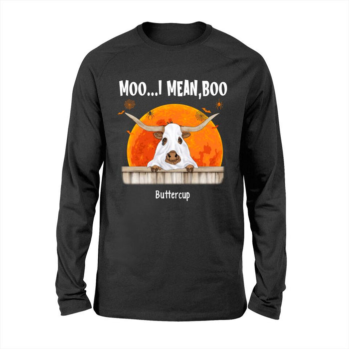 Personalized Shirt, Up To 3 Cows, Moo I Mean Boo, Hallween Gift For Cow Lovers, Farmers