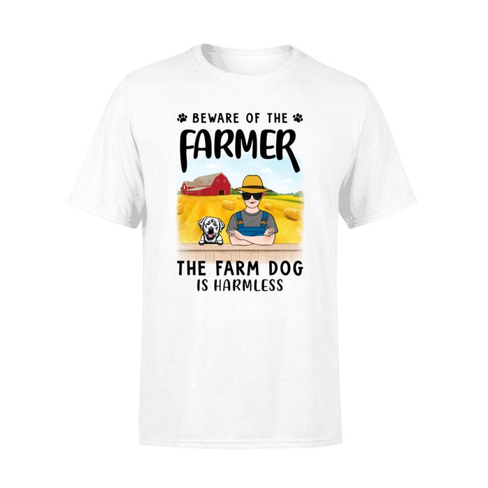 Personalized Shirt, Beware Of The Farmer The Farm Dog Is Harmless, Gifts For Farmers, Gifts For Dog Lovers