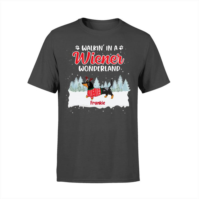 Personalized Shirt, Walkin' in a Wiener Wonderland, Christmas Gift For Dog Lovers